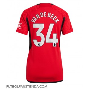 Manchester United Donny van de Beek #34 Primera Equipación Mujer 2023-24 Manga Corta